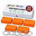 2×3.5 Mini Blank Cards, 560 Pack, Orange, Hole Punched with Rings
