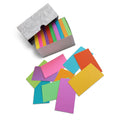 Stack of 450 bright mini index cards by Debra Dale Designs, sized 2 x 3.5 inches on 65# cardstock.