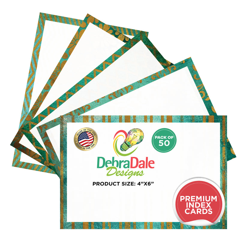 4” x 6” Blank Index Cards – 50 Count – Vintage Charm Design – 253 gsm Premium Cardstock