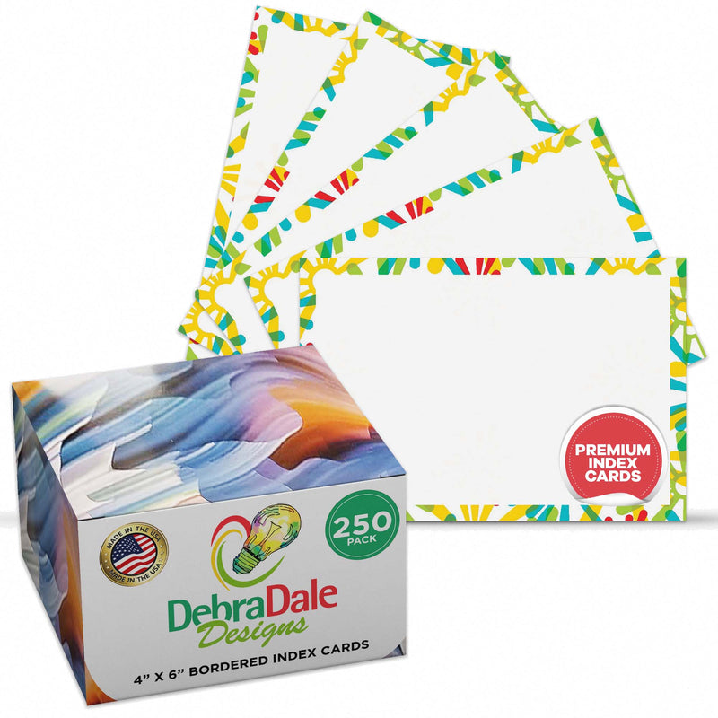 4” x 6” Blank Index Cards – 250 Count – Abstract Daisy Design – 253 gsm Premium Cardstock