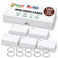 Mini Blank Index Cards, 2x3.5 Inches, 1,100 Count, White Punched