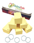 Yellow blank index cards, 2” x 3.5”, hole-punched, stacked with metal rings for organization, 1,000 count.