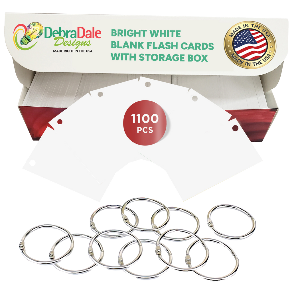 2” x 3.5” Blank Mini Index Cards – 1,100 Count – White – Hole-Punched with Rings – 163 gsm Best Value Cardstock