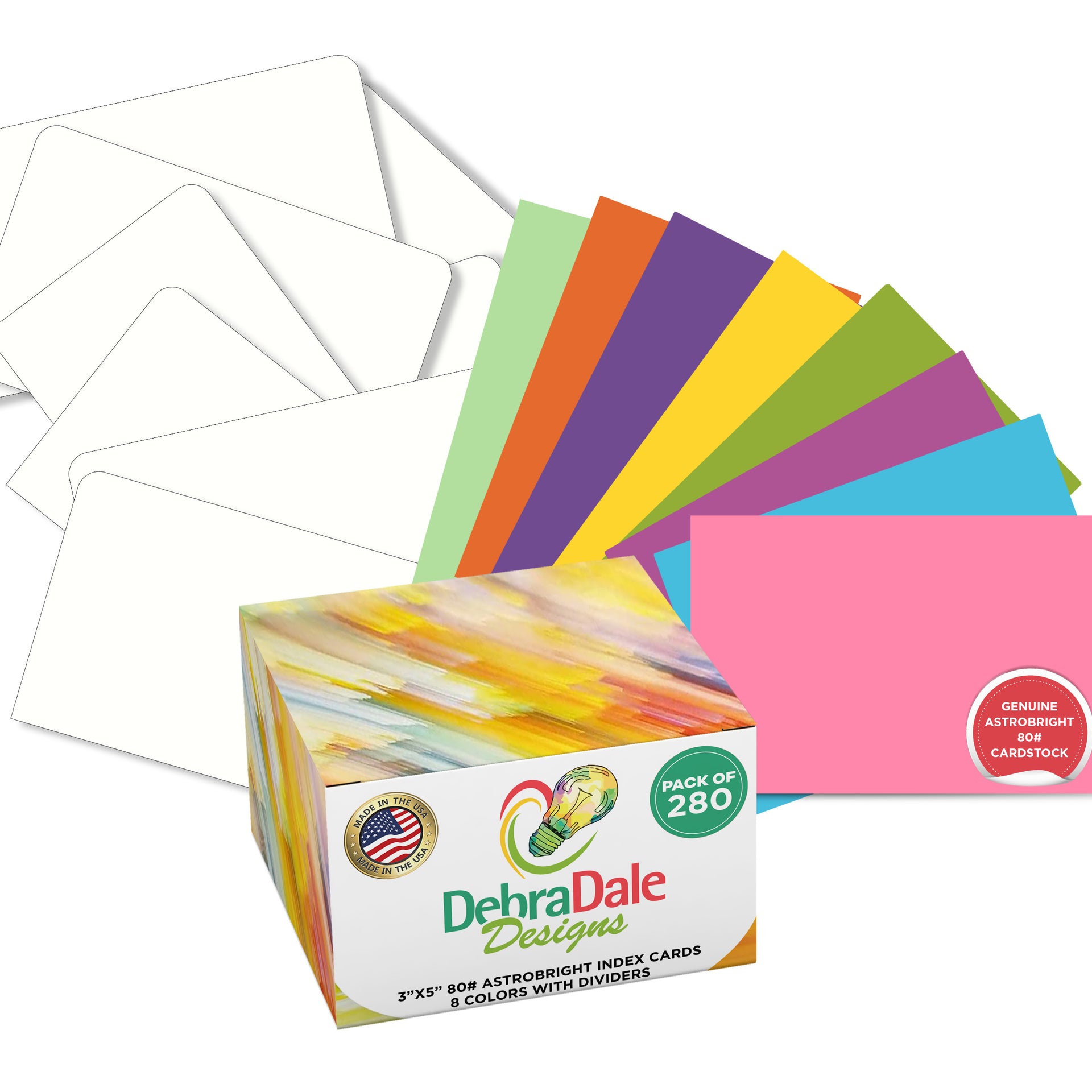 3 x 5 blank study cards, bright colors, 280 count, 216 gsm premium cardstock – Debra Dale Designs