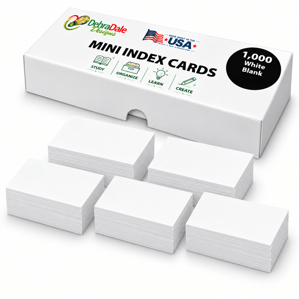 2x3.5 Mini Blank Index Cards, 1,000 Count, White, 199gsm