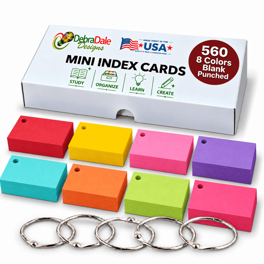 2×3.5 Bright Mini Cards, 560 Blank, Hole Punched with Rings, 271 gsm
