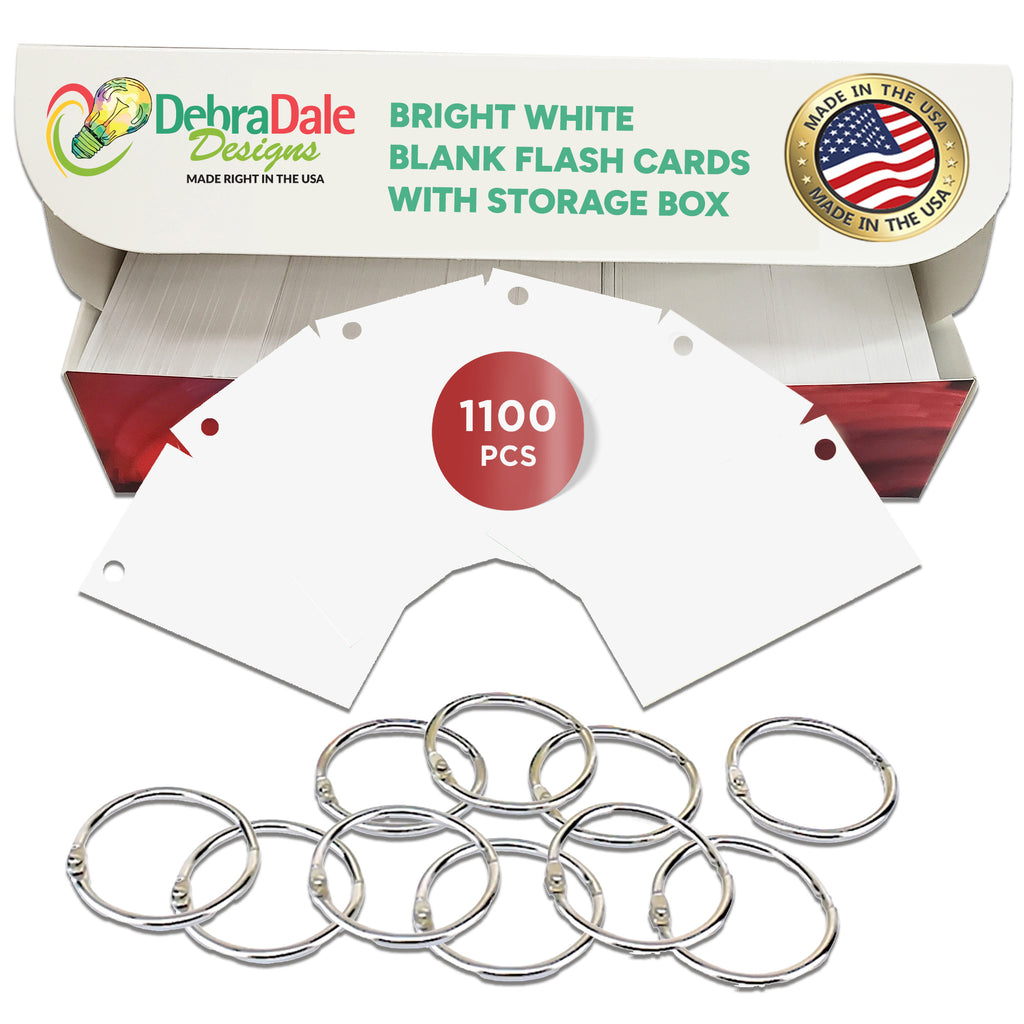 2” x 3.5” Blank Mini Index Cards – 1,100 Count – White – Hole-Punched with Rings – 163 gsm Best Value Cardstock