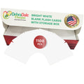 Blank white index cards in a storage box, 2” x 3.5”, 1,100 count, with a bright white finish and sturdy design.