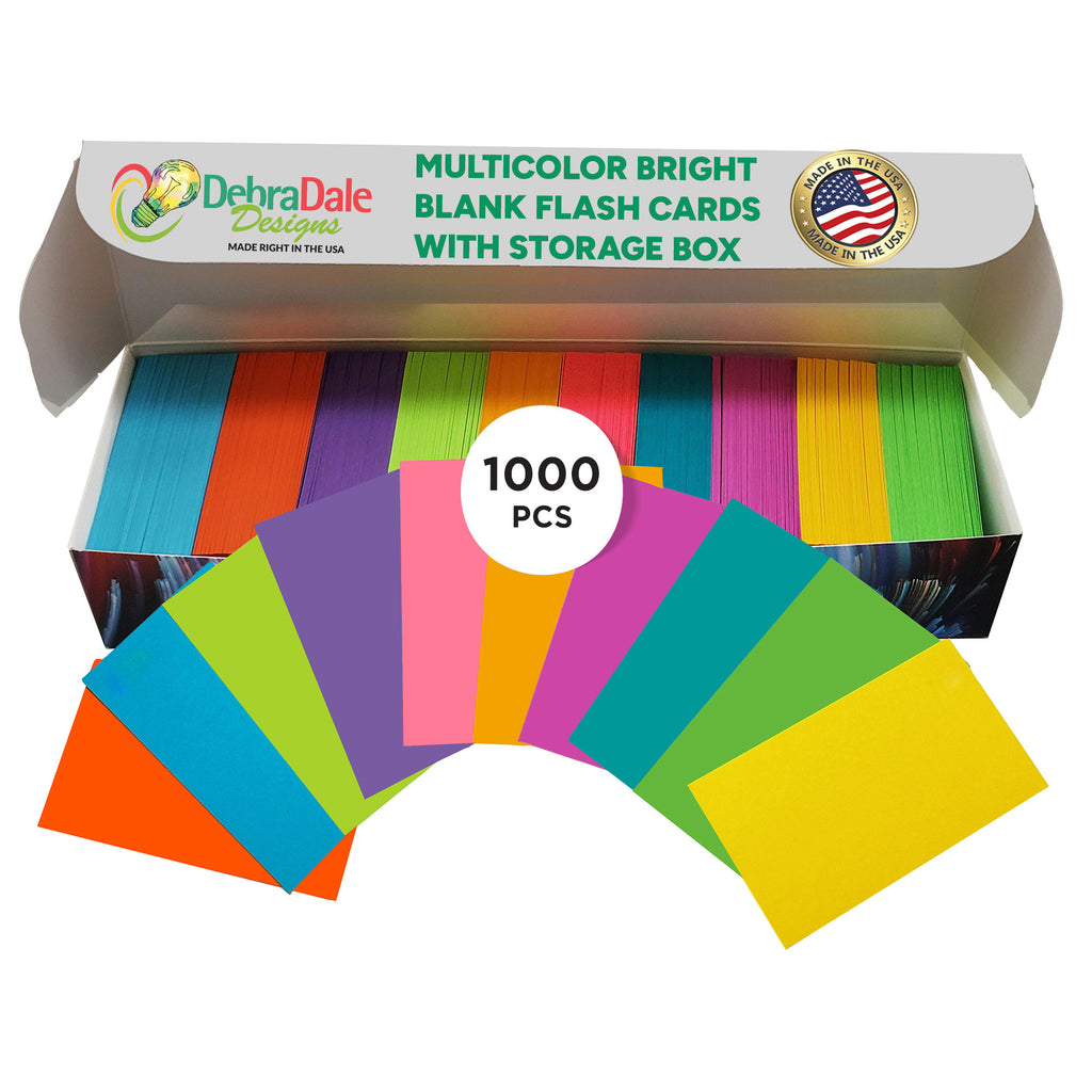 2” x 3.5” Blank Mini Index Cards – 1,000 Count – Bright Multi-Color – 176 gsm Standard Cardstock