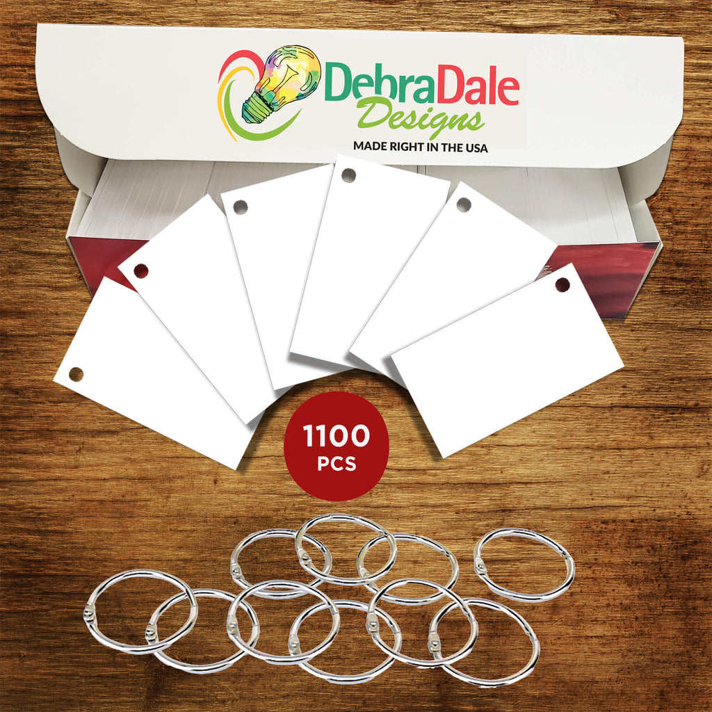 2” x 3.5” Blank Mini Index Cards – 1,100 Count – White – Hole-Punched with Rings – 163 gsm Best Value Cardstock