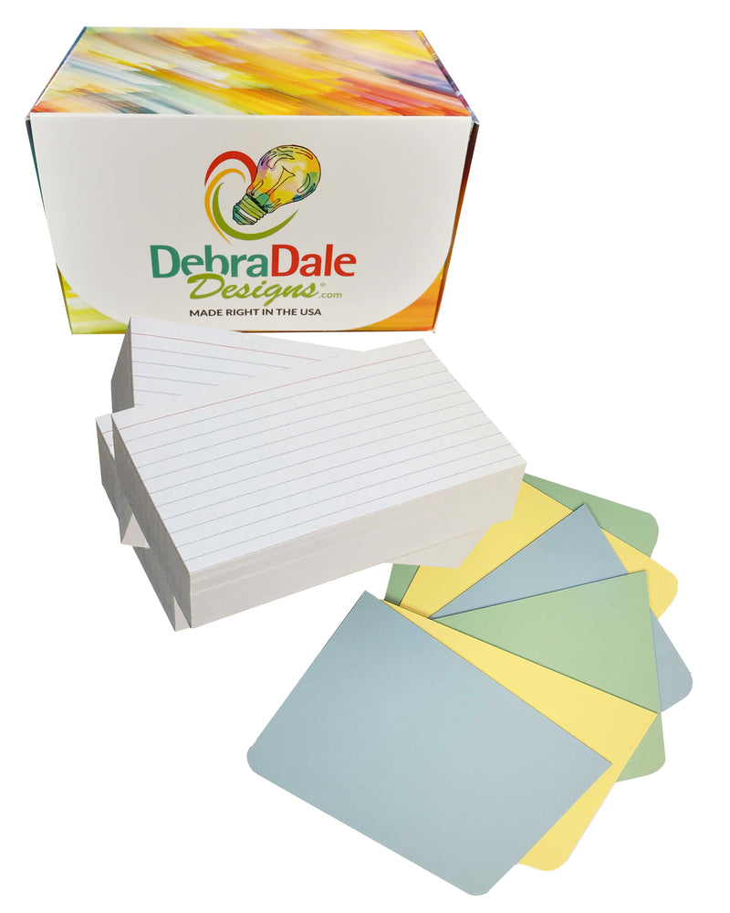 3” x 5” Ruled Index Cards – 250 Count – 253 gsm Premium Cardstock – With Pastel Dividers