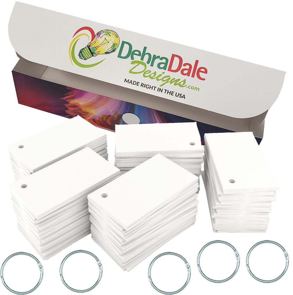 Bulk 2” x 3.5” Blank Index Cards – 1,000 Count – White – Hole-Punched with Rings – 199 gsm – Great for Classrooms