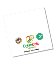 12” x 12” white cardstock pack with 25 sheets, featuring DehraDale Designs logo and product details on the packaging.