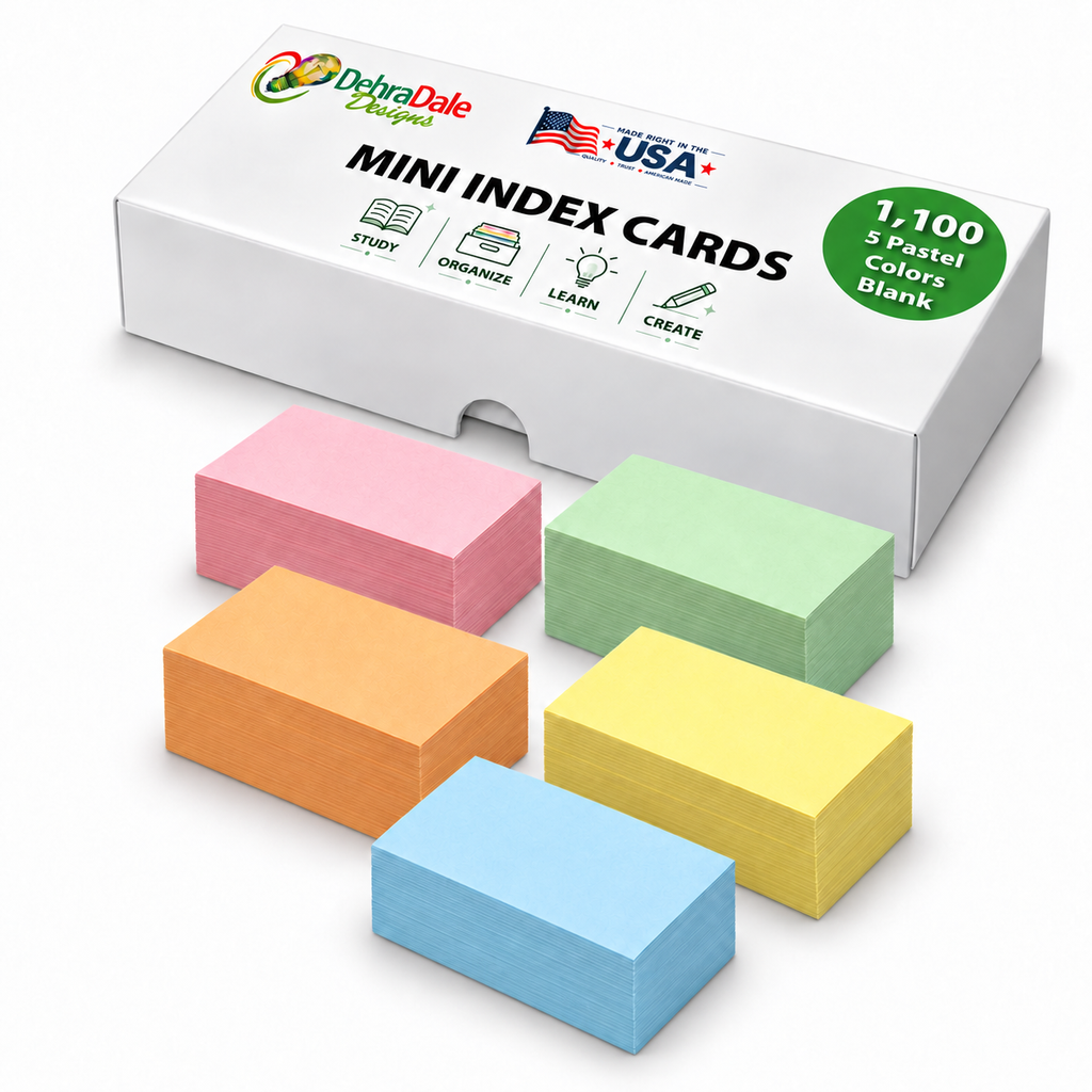 2x3.5 Mini Blank Index Cards, 1100 Count, Multi-Color 147gsm