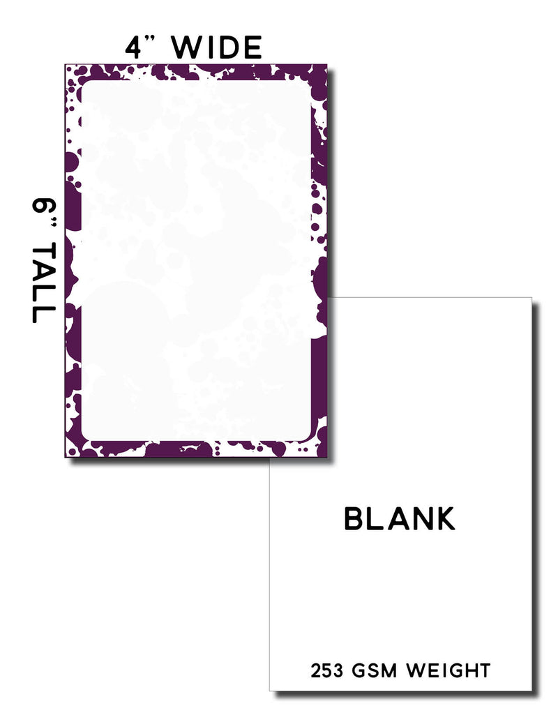 4” x 6” Blank Index Cards – 50 Count – Ink Splatter Design – 253 gsm Premium Cardstock