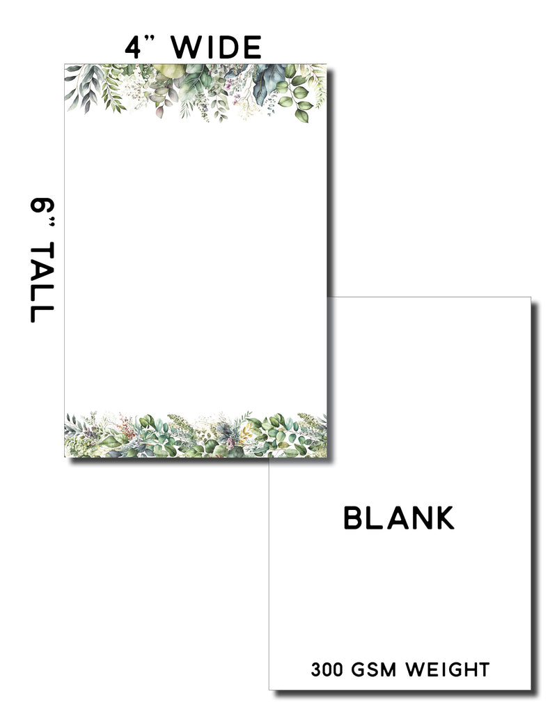 4” x 6” Note Cards with Envelopes – 50 Count – Verdant Vignettes – 300 gsm Premium Cardstock