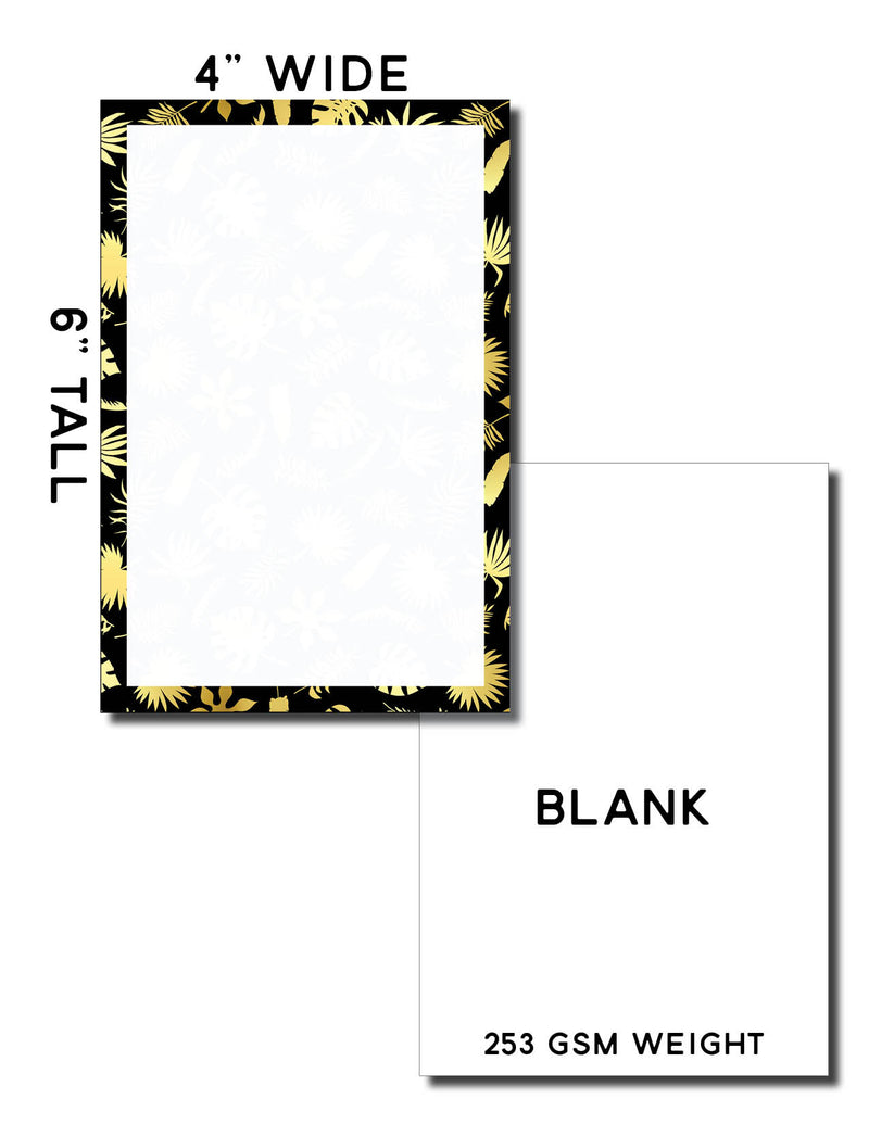 4” x 6” Blank Index Cards – 50 Count – Boho Golden Tropics Design – 253 gsm Premium Cardstock