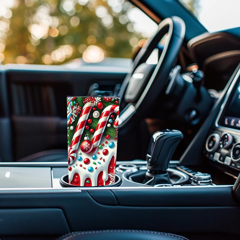 Candy Cane Christmas 20 oz Stainless Steel Tumbler | Holiday Candy & Ornament Design | Double Wall Insulated Mug