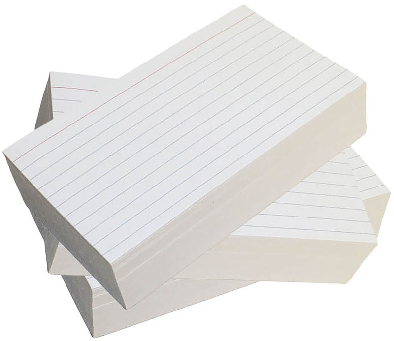 5” x 8” Ruled Index Cards – 300 Count – White – 253 gsm Premium Cardstock – Shrink-Wrapped
