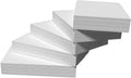 A stack of white index cards with a smooth finish, bundled together and slightly angled to show the top card.