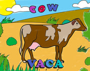 Child-friendly 11 x 14 bilingual animal coloring pages with bold outlines