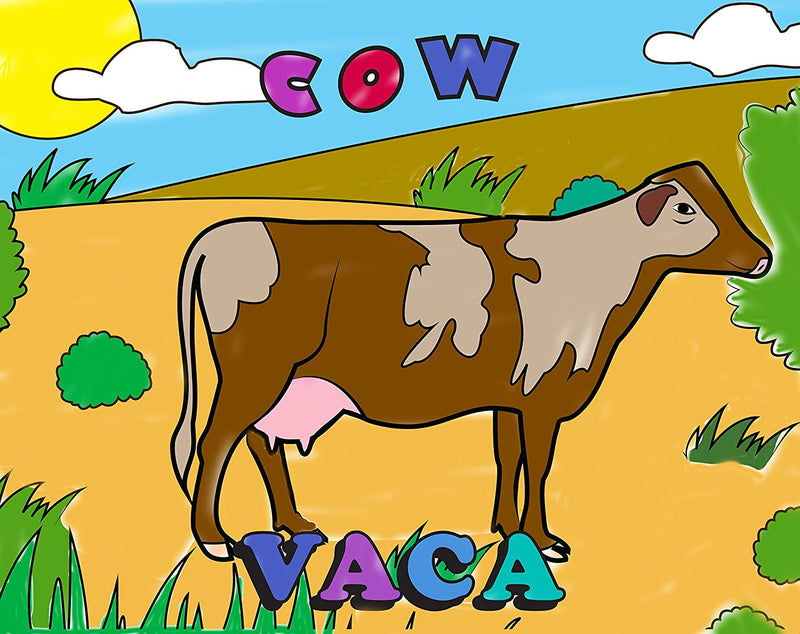 Child-friendly 11 x 14 bilingual animal coloring pages with bold outlines