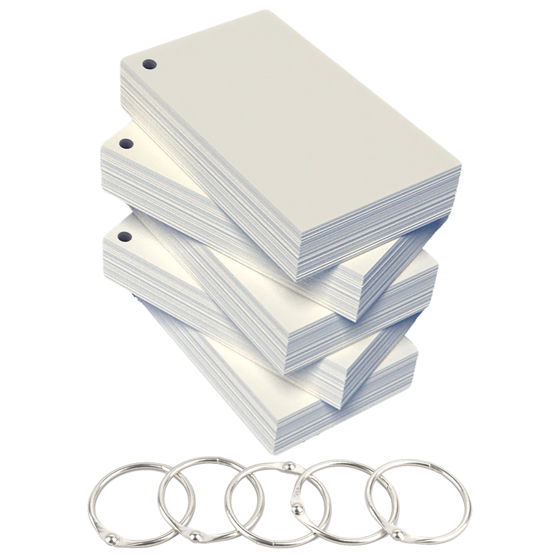 Bulk 3” x 5” Blank Index Cards – 500 Count – White – Hole-Punched – 199 gsm – Shrink-Wrapped – Made in USA