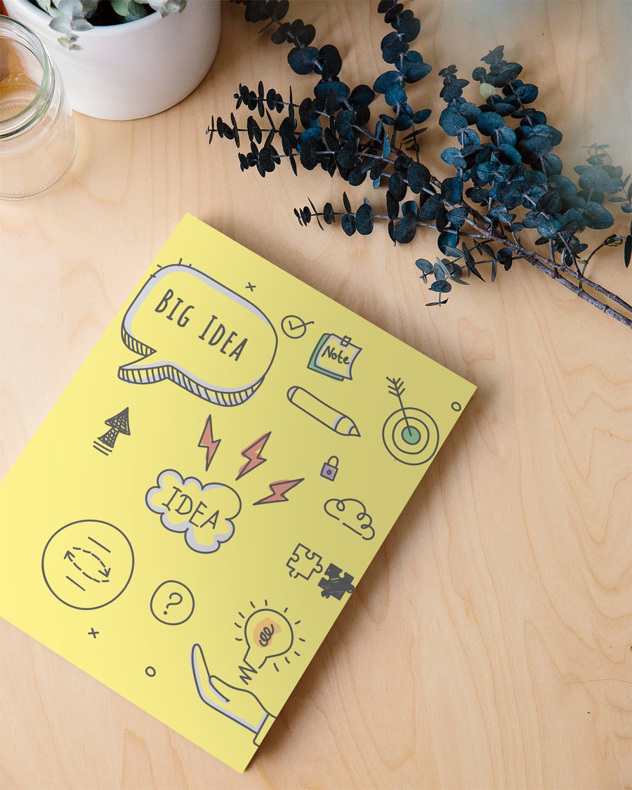 lifestyle photo of Debra Dale Designs yellow 8.5 x 11 blank notepads